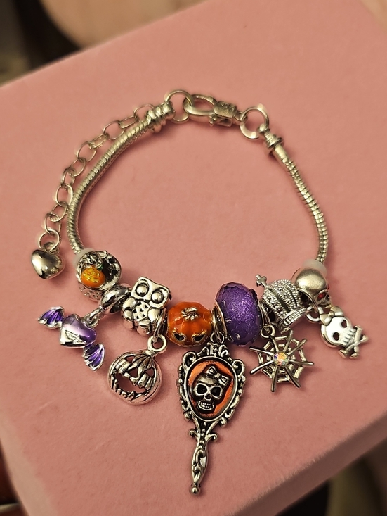 Jewelry - Halloween Charm Bracelet with Orange & Purple Accents